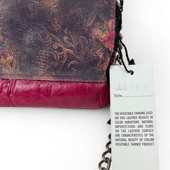 Italian Leather Floral Clutch Dark Pink‎ Evening Bag - Picture 7 of 16